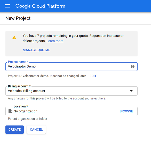 Create a new project