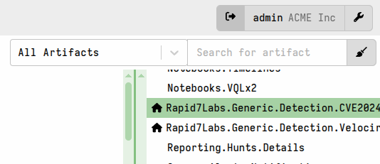 custom artifact inherited from the root org