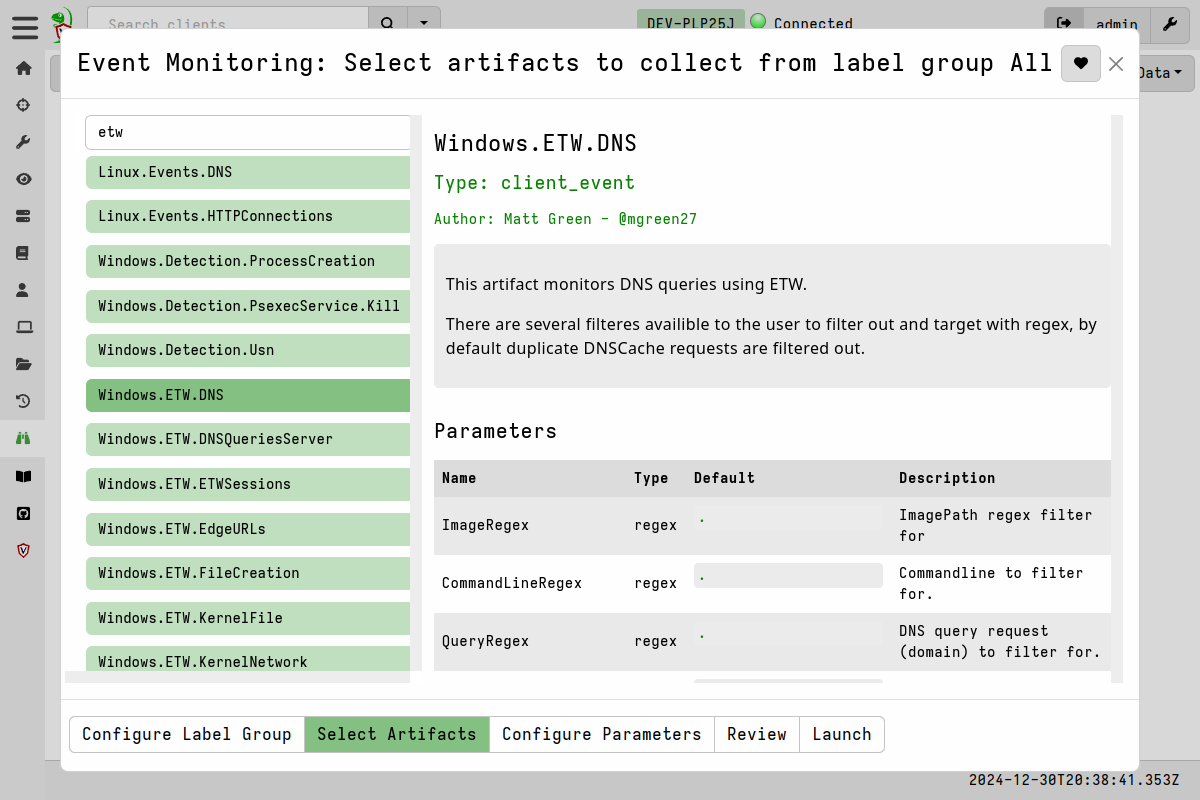 Monitoring for DNS lookups