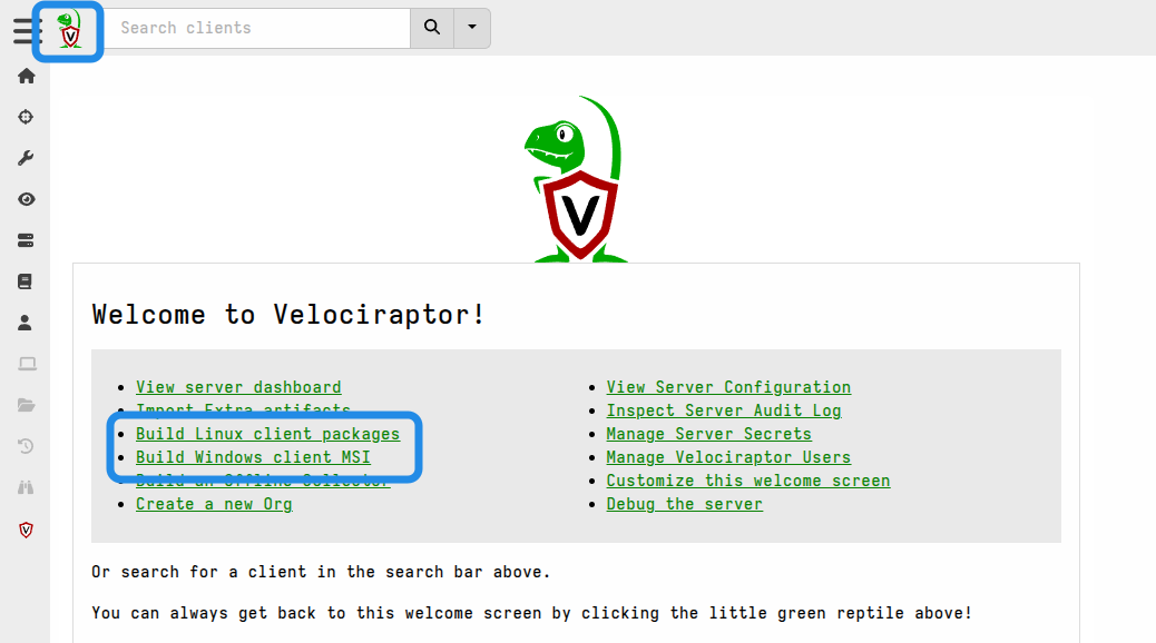 Launching the repackaging artifacts from the Welcome screen