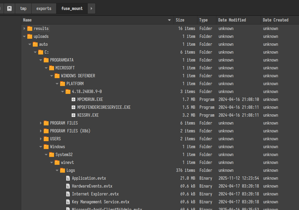Merged collection data in mount directory
