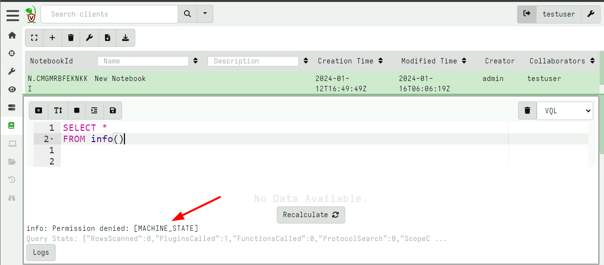 User permissions are checked in notebook evaluation