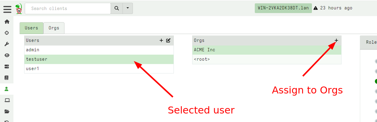 Assign a new user to orgs