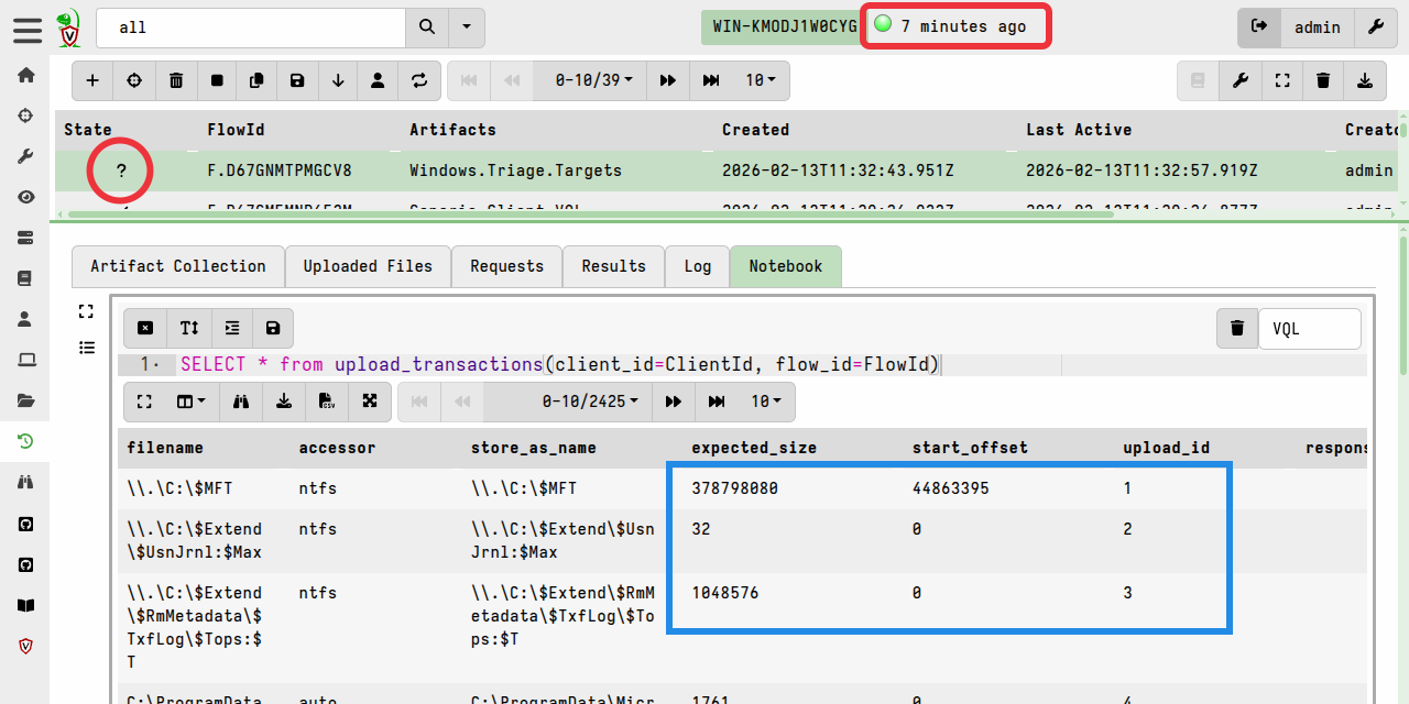 Checking upload transactions