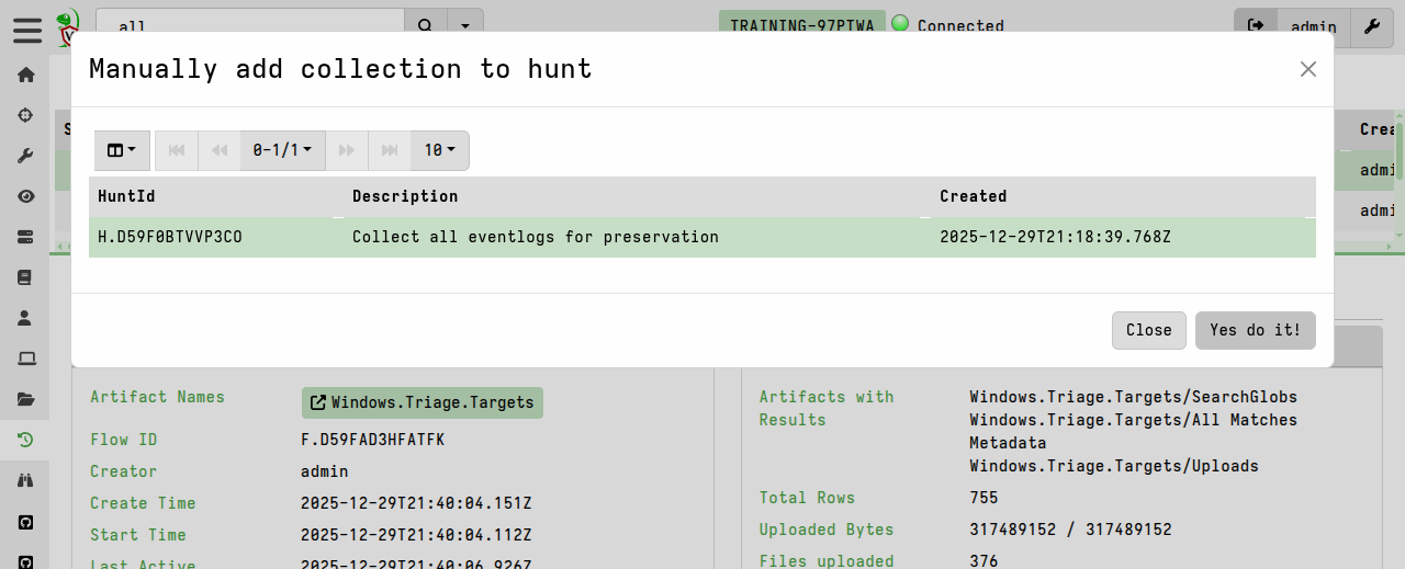 Add collection to hunt