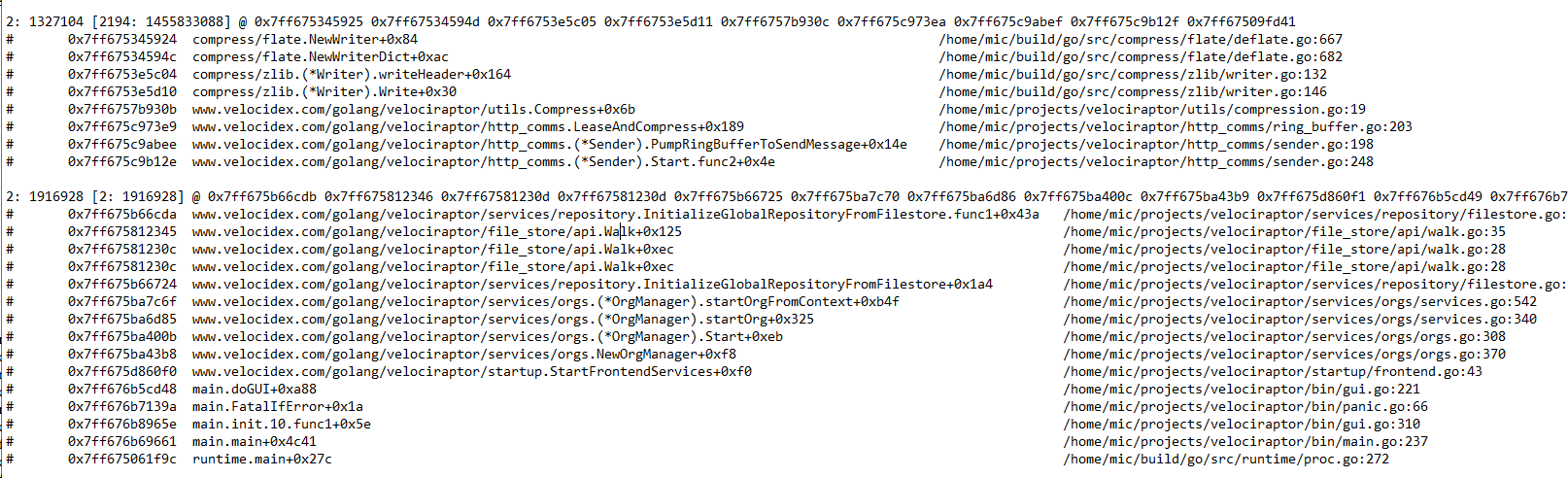 An example trace from allocations