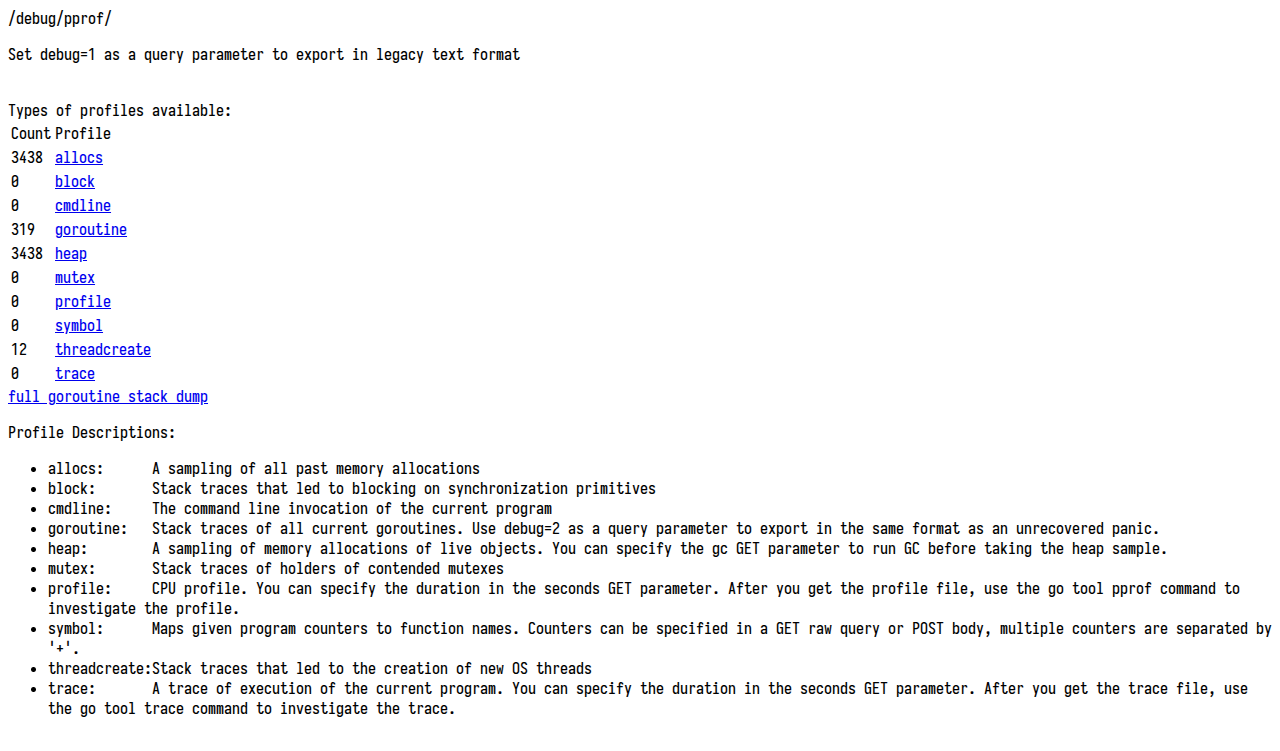 Built in Golang profiles